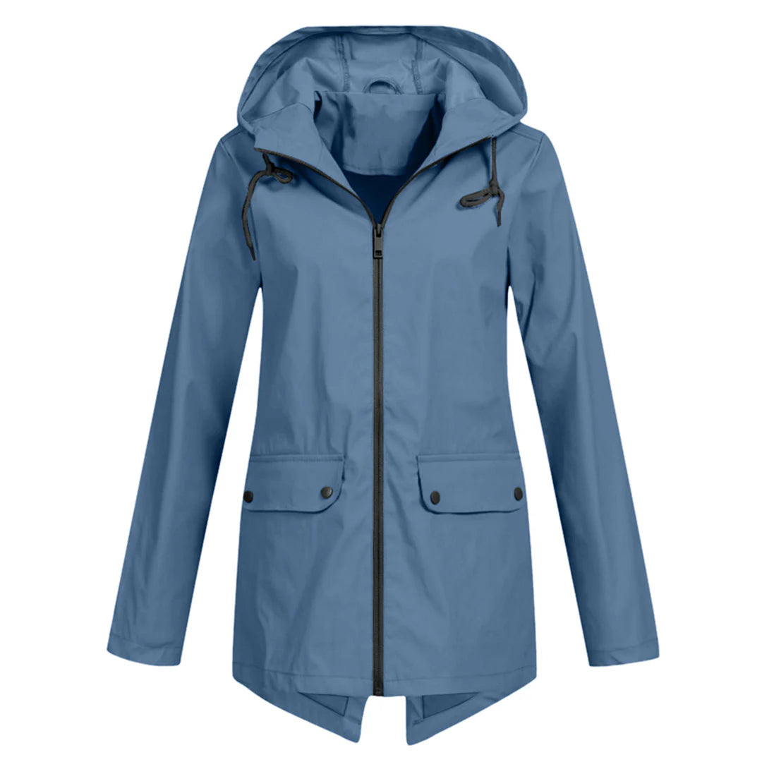 Women’s Water-Resistant Jacket with Zipper and Hood – Casual Outerwear