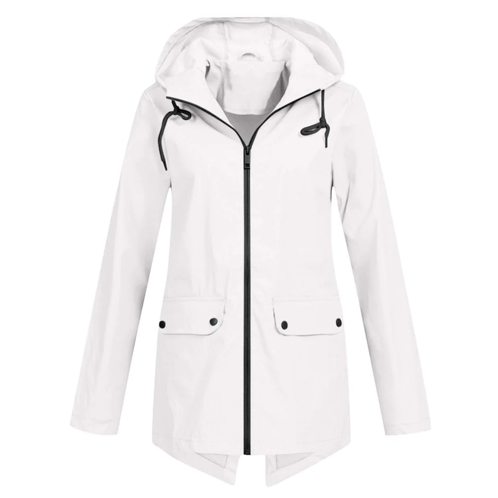 Women’s Water-Resistant Jacket with Zipper and Hood – Casual Outerwear